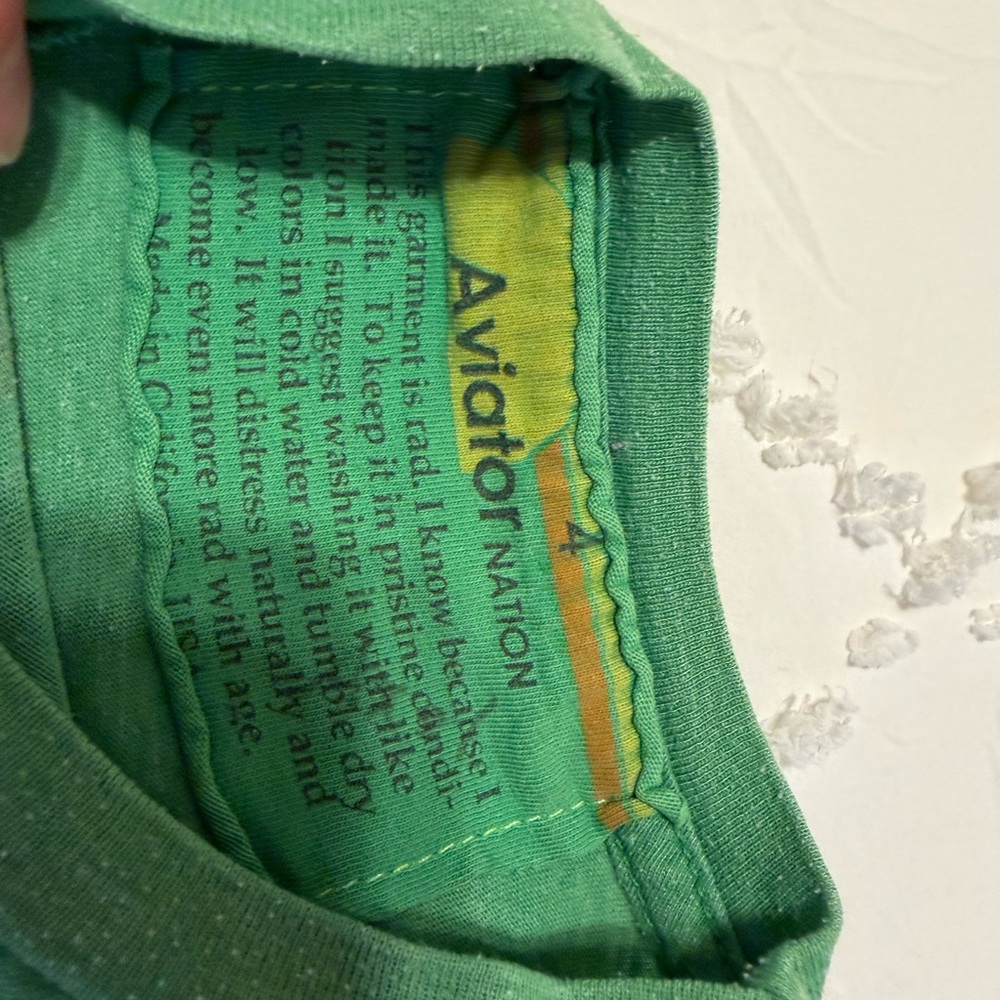 Aviator Nation Green AV Graphic Kids T-Shirt - Size 4 - Picture 2 of 4
